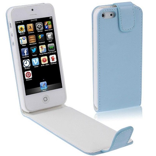 Handy Tasche Flip d�nn f�r Handy iPhone 5 / 5s Hellblau