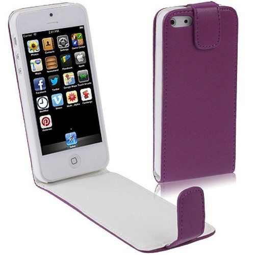 Handy Tasche Flip d�nn f�r Handy iPhone 5 / 5s Lila