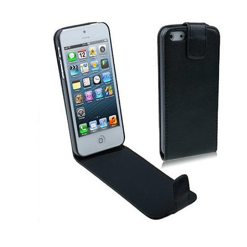 Handy Tasche Flip d�nn f�r Handy iPhone 5 / 5s Schwarz