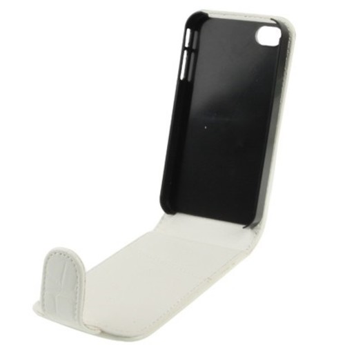 Handy Tasche Flip Krokodil Optik f�r Case Handy iPhone 4 / 4s wei�
