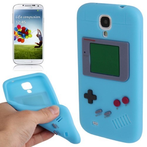 Silikon H�lle Gameboy f�r Handy Samsung Galaxy S4 GT-I9500 / GT-I9505 / LTE+ GT-I9506 / Value Edition GT-I9515 blau