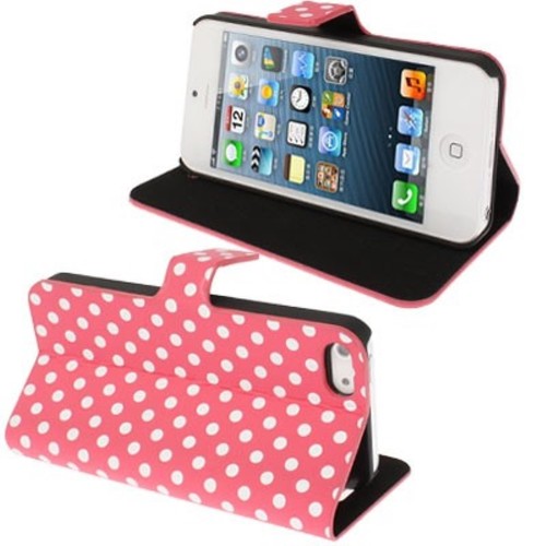Schutzh�lle Case Handytasche (Flip Quer) f�r Case Handy Apple iPhone 5 / 5s Pink / Wei�