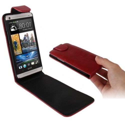 Schutzh�lle Flip Tasche f�r Handy HTC One M7 Dunkelrot