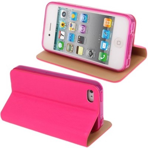 Schutzh�lle Handytasche (Flip Quer) f�r Handy Apple iPhone 4 / 4s Neonpink
