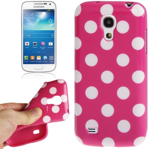 Schutzh�lle Punkte TPU Case f�r Handy Samsung Galaxy S4 mini i9190 pink/weiss