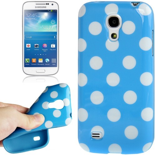 Schutzh�lle Punkte TPU Case f�r Handy Samsung Galaxy S4 mini i9190 blau/weiss
