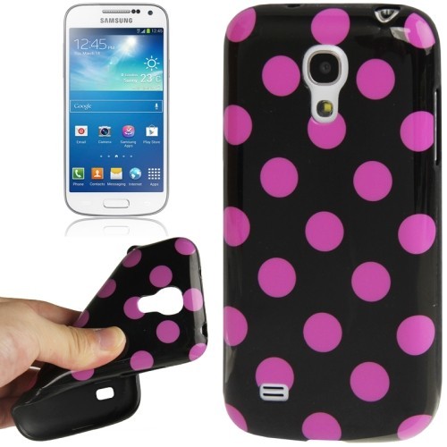 Schutzh�lle Punkte TPU Case f�r Handy Samsung Galaxy S4 mini i9190 schwarz/violett