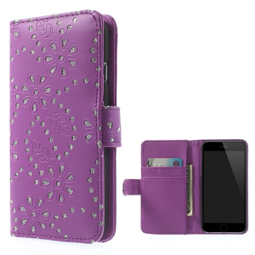  Handytasche Flip Strass f�r Case Handy Apple iPhone 6 (4,7 Zoll) Lila / Violett