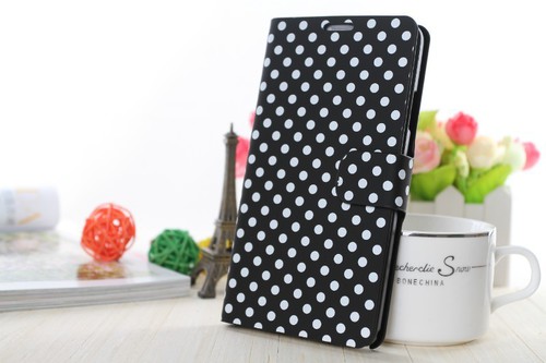 Schutzh�lle Tasche (Flip Quer) f�r Handy Apple iPhone 6 Plus Schwarz / Wei�