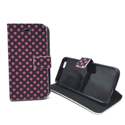 Schutzh�lle Tasche (Flip Quer) f�r Handy Apple iPhone 6 Schwarz / Pink