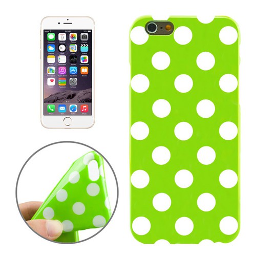 TPU Backcover H�lle gepunktet f�r Handy Apple iPhone 6 Gr�n / Wei�