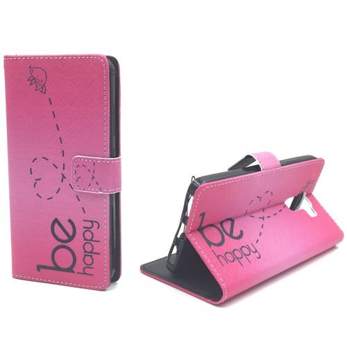Handyh�lle Tasche f�r Handy Huawei Honor 7 Be Happy Pink