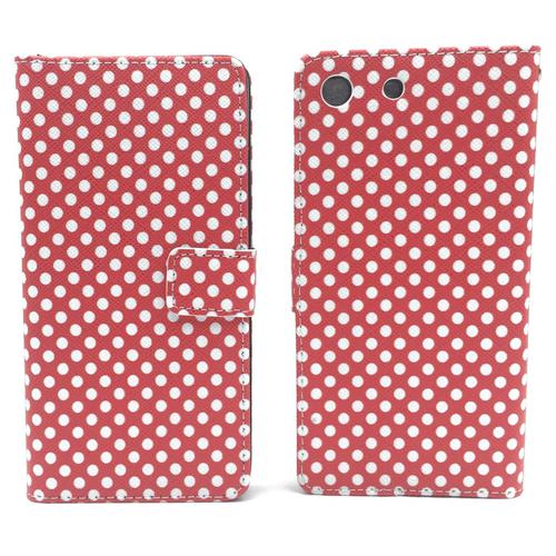 Handyh�lle Tasche f�r Handy Sony Xperia M5 Polka Dot Rot