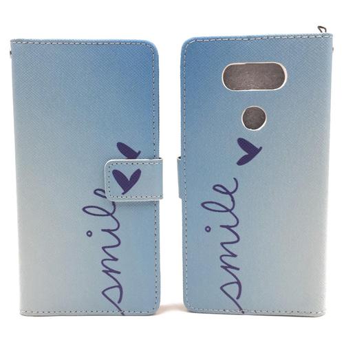 Handyh�lle Tasche f�r Handy LG G5 Schriftzug Smile Blau