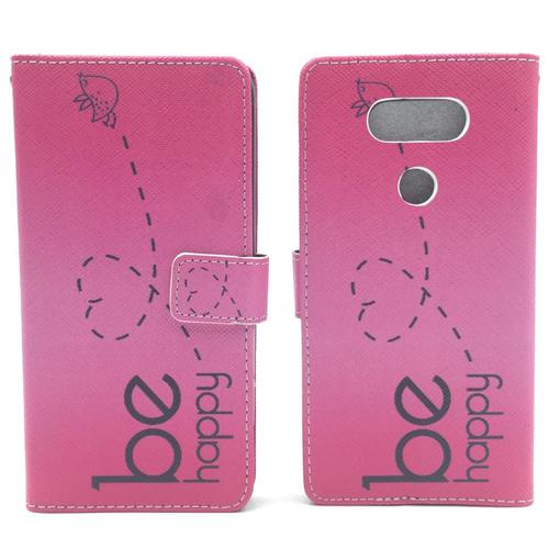 Handyh�lle Tasche f�r Handy LG G5 Be Happy Pink