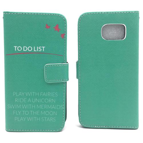 Handyh�lle Tasche f�r Handy Samsung Galaxy S6 TO DO LIST T�rkis