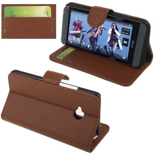 Handyh�lle Horizontal Flip mit Credit Card Slots f�r HTC One M7 Braun