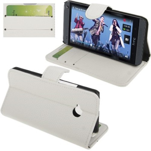 Handyh�lle Horizontal Flip mit Credit Card Slots f�r HTC One M7 Weiss