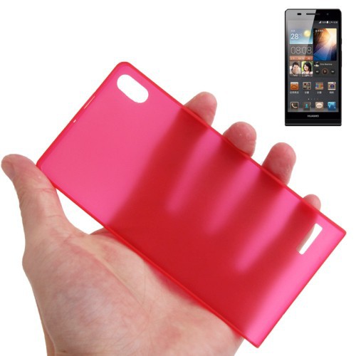 Schutzh�lle Case Ultra D�nn 0,3mm f�r Handy Huawei Ascend P6 Rot Transparent