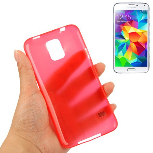 Schutzh�lle Case Ultra D�nn 0,3mm f�r Handy Samsung Galaxy S5 / S5 Neo rot Transparent