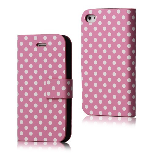 Schutzh�lle Tasche (Flip Quer) f�r Handy Apple iPhone 4 / 4s Rosa / Wei�