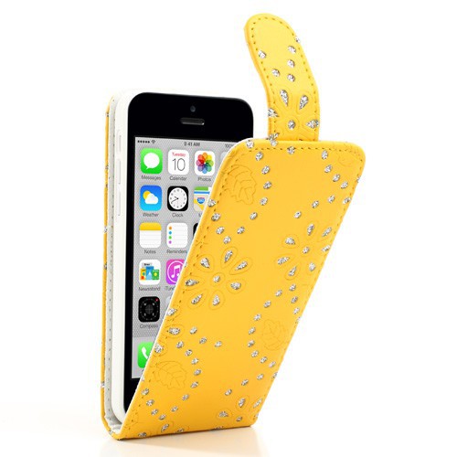 Schutzh�lle Handy Case f�r Handy Apple iPhone 5c Strass Gelb