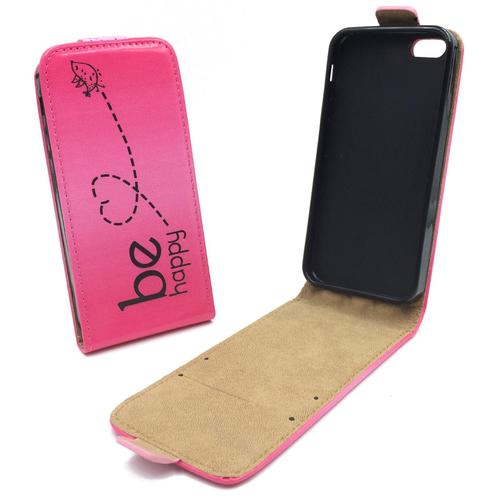 Handyh�lle Tasche f�r Handy Apple iPhone SE 5 5s Be Happy Pink