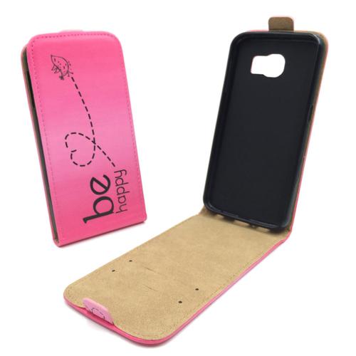 Handyh�lle Tasche f�r Handy Samsung Galaxy S6 Be Happy Pink