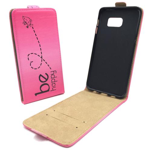 Handyh�lle Tasche f�r Handy Samsung Galaxy S6 Edge+ Be Happy Pink