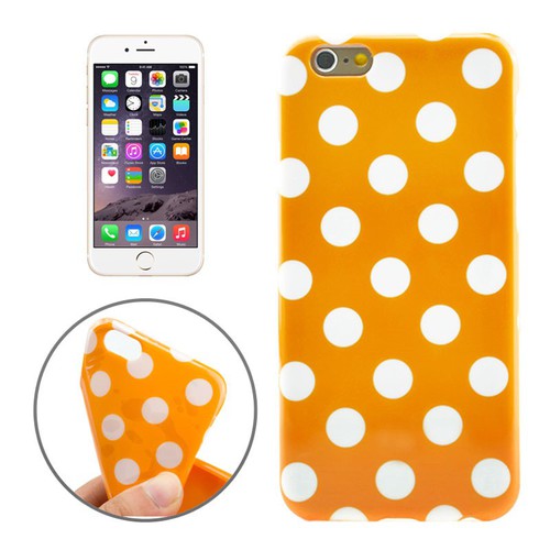 TPU Backcover H�lle gepunktet f�r Handy Apple iPhone 6 Plus Orange / Wei�