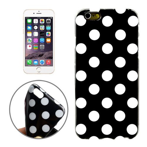 TPU Backcover H�lle gepunktet f�r Handy Apple iPhone 6 Plus Schwarz / Wei�