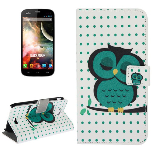 Schutzh�lle Handytasche (Flip Quer) f�r Handy Wiko Darkmoon Dicke Eule auf Ast