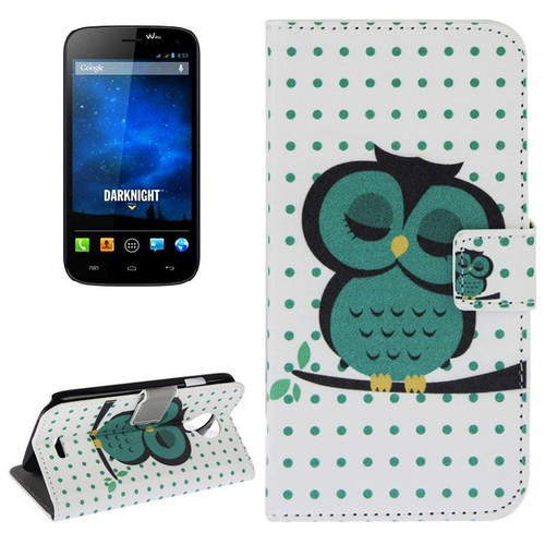 Schutzh�lle Handytasche (Flip Quer) f�r Handy Wiko Darknight Dicke Eule auf Ast