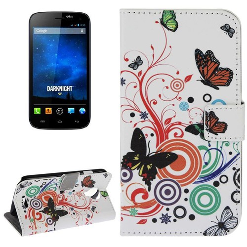 Schutzh�lle Handytasche (Flip Quer) f�r Handy Wiko Darknight Bunte Schmetterlinge