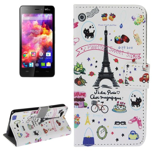 Schutzh�lle Handytasche (Flip Quer) f�r Handy Wiko Highway Signs Motiv Eiffelturm