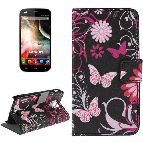 Schutzh�lle Handytasche (Flip Quer) f�r Handy Wiko Darkmoon Schmetterlinge