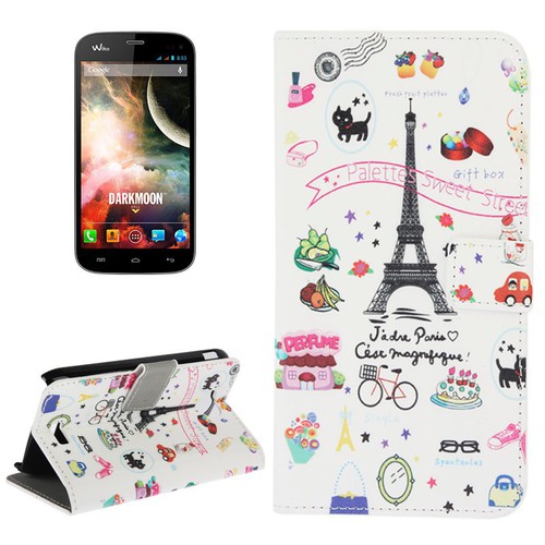Schutzh�lle Handytasche (Flip Quer) f�r Handy Wiko Darkmoon Eiffelturm