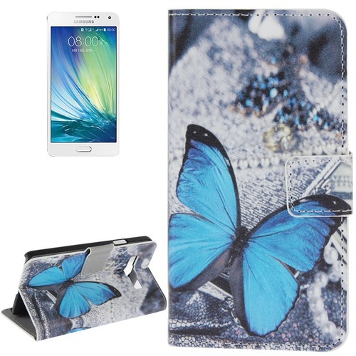 Schutzh�lle Case Handytasche (Flip Quer) f�r Case Handy Samsung Galaxy A3 A300F Blauer Schmetterling