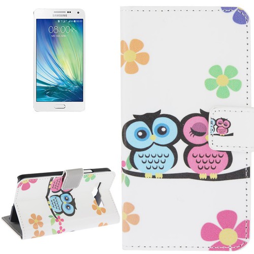 Schutzh�lle Handytasche (Flip Quer) f�r Handy Samsung Galaxy A3 A300F Eulenpaar auf Ast