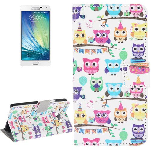 Schutzh�lle Handytasche (Flip Quer) f�r Handy Samsung Galaxy A5 A500F Bunte Eulen Party