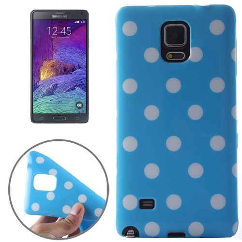 Schutzh�lle f�r Handy Samsung Galaxy Note 4 SM-N910F Hellblau / Wei� gepunktet