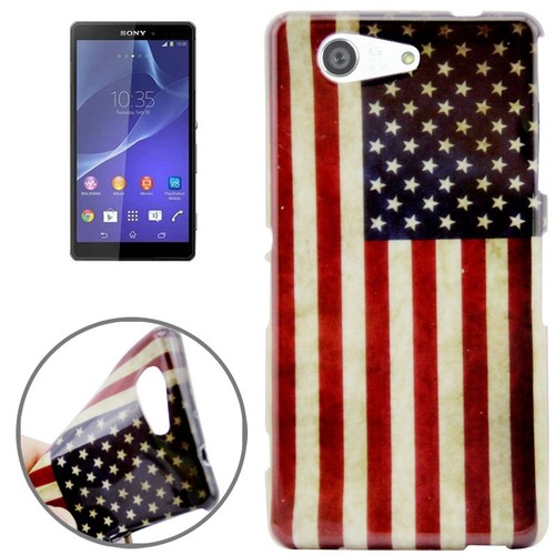 Schutzh�lle Handytasche Etuis TPU f�r Handy Sony Xperia Z3 Compact Retro Fahne USA