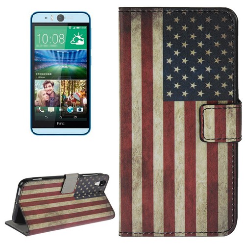 Handyh�lle Tasche f�r Handy HTC Desire Eye Motiv Retro Fahne USA