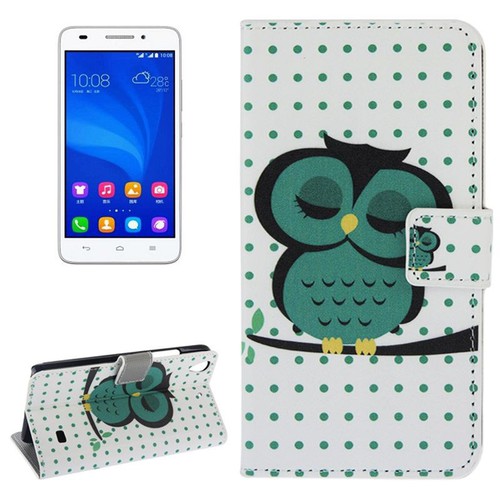 Handyh�lle Tasche f�r Handy Huawei Ascend G620S Motiv Dicke Eule auf Ast