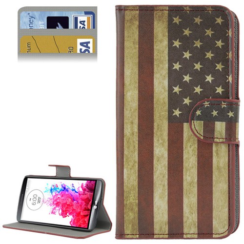 Handyh�lle Tasche f�r Handy LG G3 Retro Fahne USA