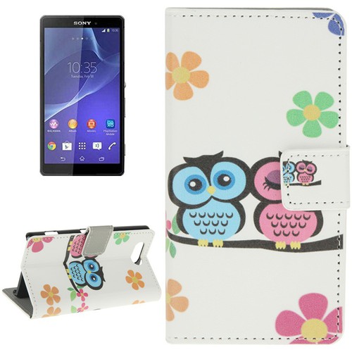 Handyhlle Tasche fr Handy Sony Xperia Z3 Compact Verliebtes Eulen Paar