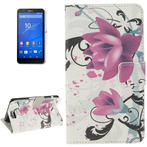 Handyh�lle Tasche f�r Handy Sony Xperia E4 Blume Lila / Violett