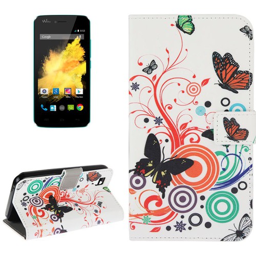 Handyh�lle Tasche f�r Handy Wiko Sunset Bunte Schmetterlinge