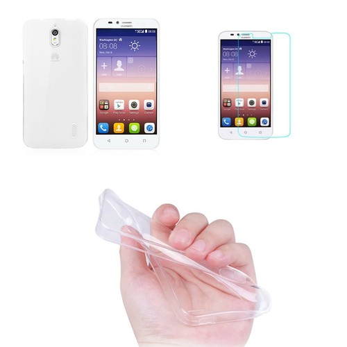 Huawei Y625 Case Handy H�lle Schutz Tasche Ultra D�nn nur 0,3 mm Case Cover Schutzh�lle Schale + Panzer Glas Echtglas Display Schutz