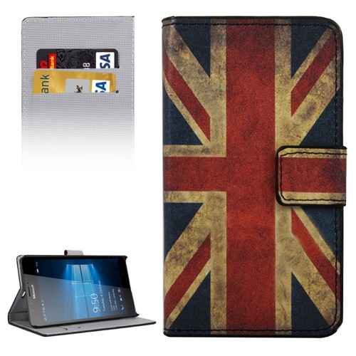 Handyh�lle Tasche f�r Handy Microsoft Lumia 950 XL Retro Fahne England / UK
